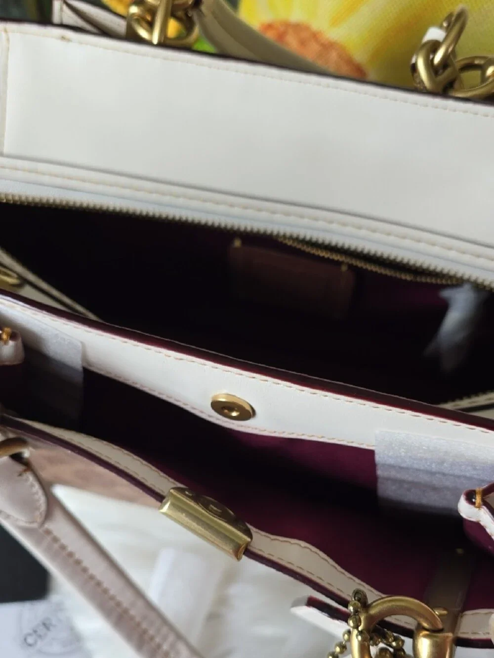 Coach Dreamer 36 Brown Signature Canvas Satchel And Cream Leather NWT